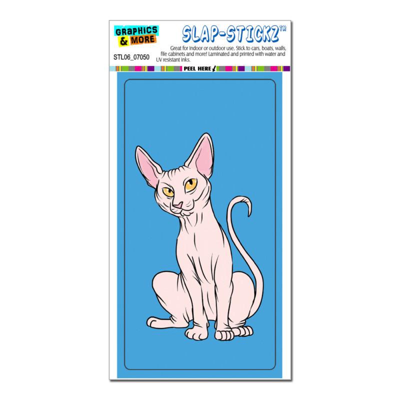 Sphynx cat on blue - pet - slap-stickz™ car window locker bumper sticker