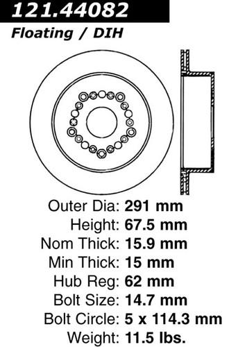 Centric 121.44082 rear brake rotor/disc-c-tek standard rotor-preferred