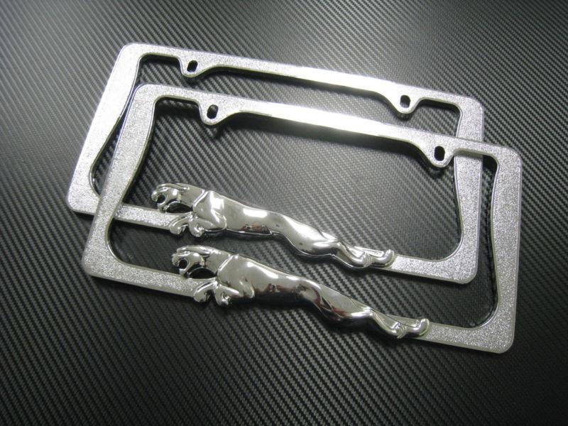 (2pcs) jaguar xj xjr xj-r 3d chrome metal license plate frame