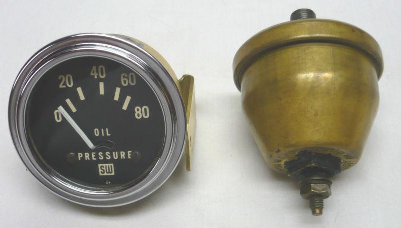 Stewart warner oil pressure gauge and sender 0-80 psi 12 volt