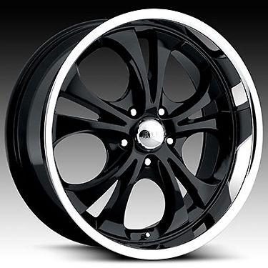 22" x 9.5" boss motorsports style 304 black with polished lip wheels rims 5 lug