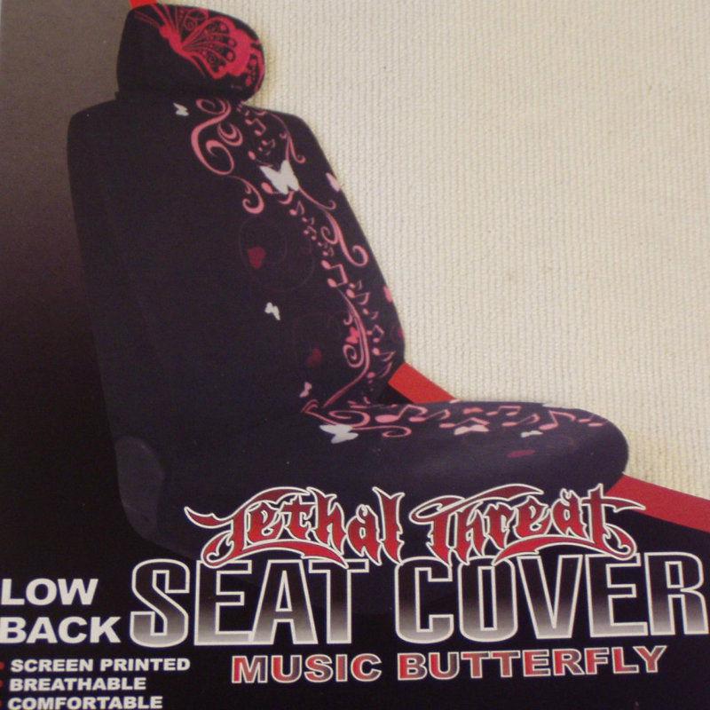 Low back seat cover by pilot automotive with screen print music butterfly design