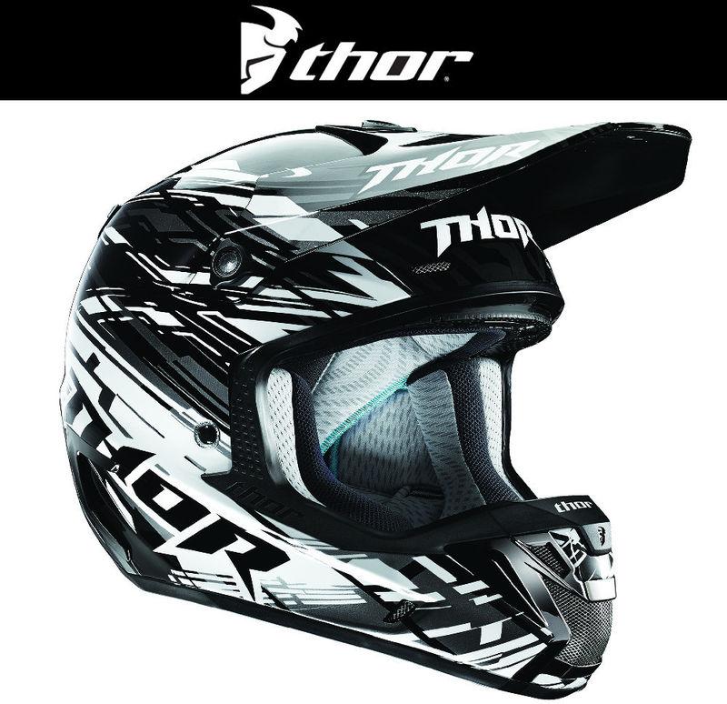 Thor verge twist black white dirt bike helmet motocross mx atv 2014