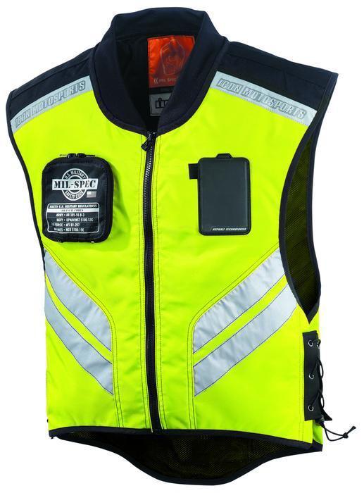 Icon military spec motorcycle vest yellow x-small/small/medium/large
