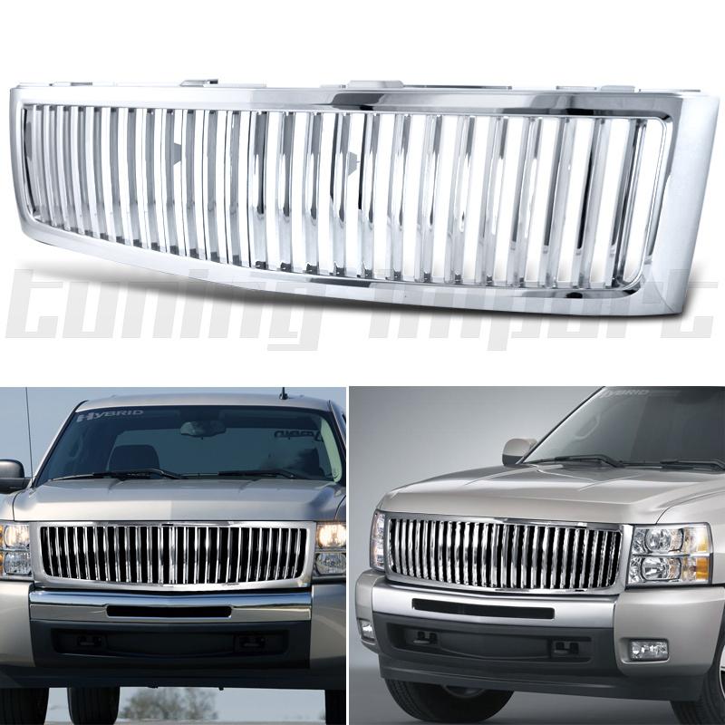 2007-2011 chevy silverado 1500 1pc chrome vertical style grill grille new body