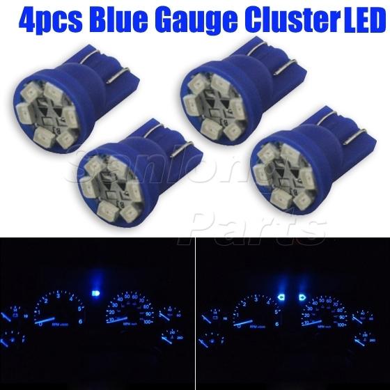 4x blue t10 wedge gauge cluster intrusmental speedometer led light bulb