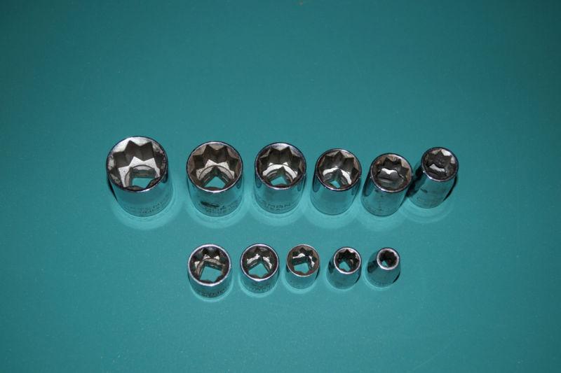 Craftsman 8 point sockets 11pcs. 1/2" and 3/8" drive