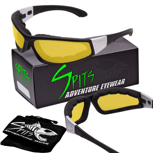Spits headwind foam padded safety glasses - black/silver frame - yellow lenses