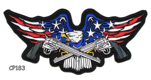 Eagle with cross gun iron and sew on center patch for biker jacket vest cp183sk