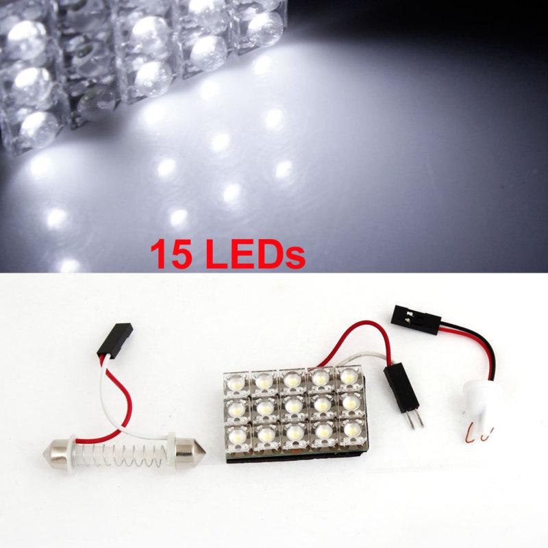 Auto car 15 white smd led map reading light w t10 festoon adapter