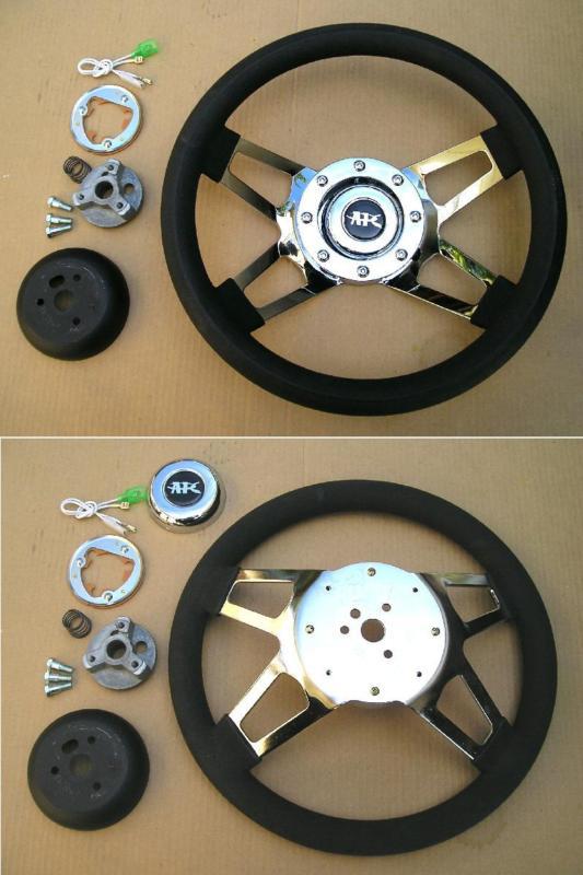 Apc 4 spoke chrome steering wheel + adapter 4 chevy gm 69-93 buick cadillac cj6