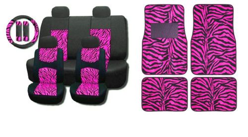 New hot pink mesh 15pc full set car seat covers and floor mats