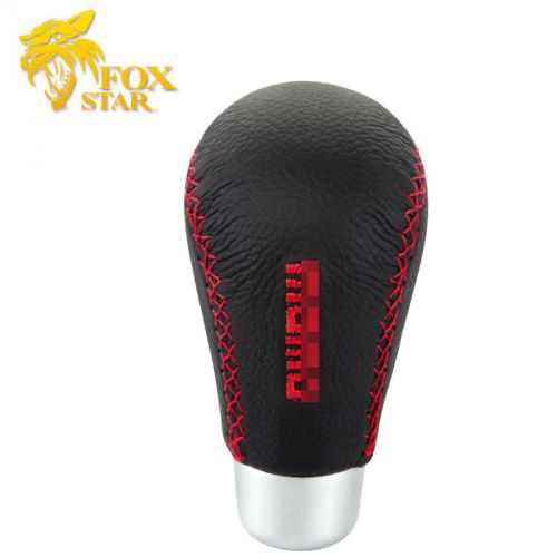 1xcool leather red stitched manual universal car gear stick shift knob shifter