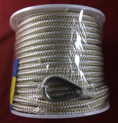 Anchor line 3/8&#034; x 150&#039; braided nylon gold &amp; white seachoice 42331