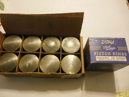 1937 - 1940 ford nos 60 hp set of pistons w/pins &amp; clips 0.020 oversize &amp; rings