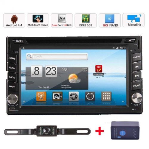 Quad core android4.4 3g wifi 6.2&#034; car dvd player radio stereo gps nav+camera+obd