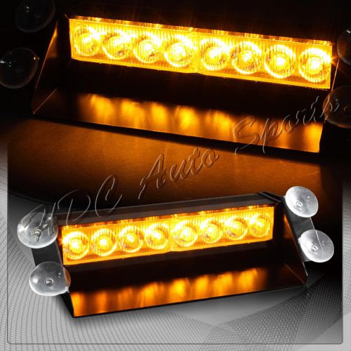 8 led amber &amp; yellow emergency warning dashboard flash strobe light universal 4
