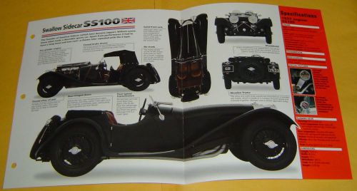 1937 swallow sidecar/jaguar ss100 straight 6 2663cc 2 su carbs info/specs/photo