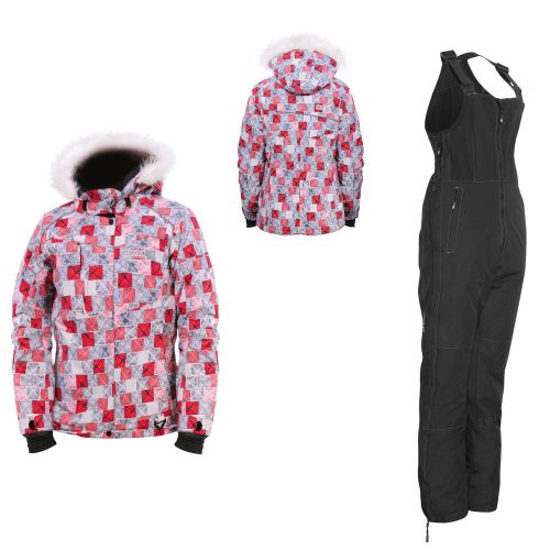 Snowmobile ckx starz women&#039;s jacket pants red/white medium bib black snow coat