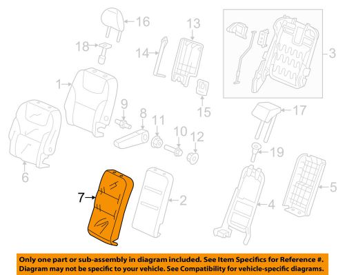 Honda oem 11-15 odyssey second row seats-seat back cover 81921tk8a41zb