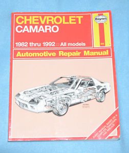 Chevrolet camaro repair manual 1982-1992 haynes manual