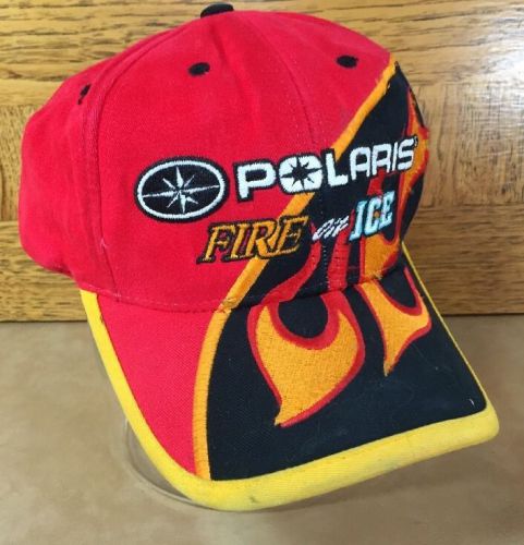 Polaris racing black &amp; red fire on ice velcro adjustable baseball cap