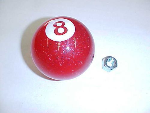 Clear/red metalflake shift knob with 1/2 x 13 thread,8-ball,cue-ball rat rod ,