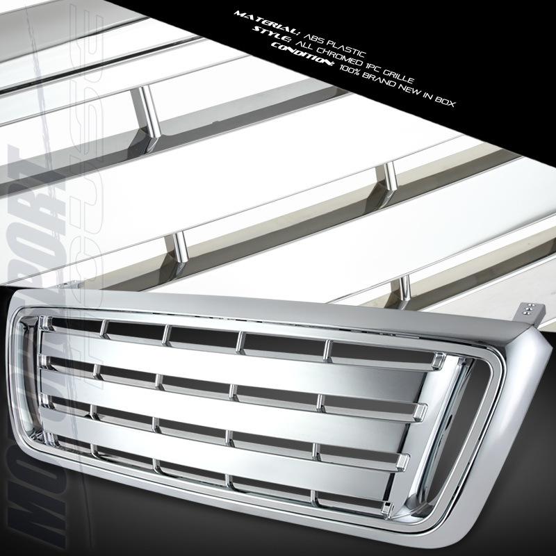04-08 ford f150 f-150 pickup chrome 2009 look front 1pc grille fx4 xlt stx xl