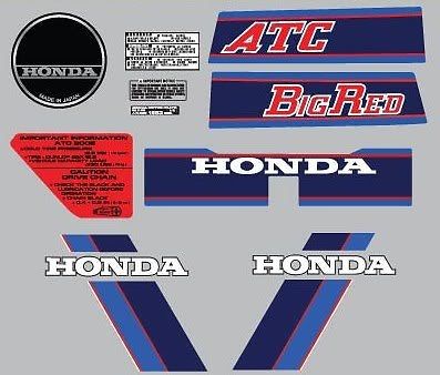 1983 83&#039; atc 200e big red vintage decals atv stickers graphics set kit 11pc