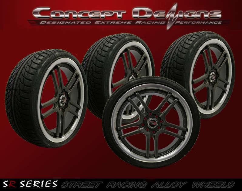 17" evoke f4 style wheel rim tire package 4 lug gunmetal new