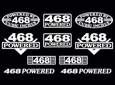 10 decal set 468 ci v8 powered engine stickers emblems .060 454 vinyl decals