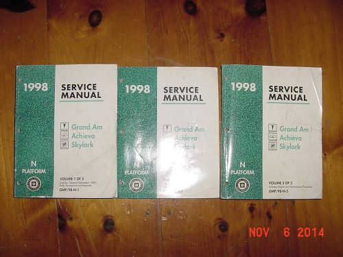 1998 pontiac buick olds grand am skylark achieva gm dealer shop manual 3 vol set