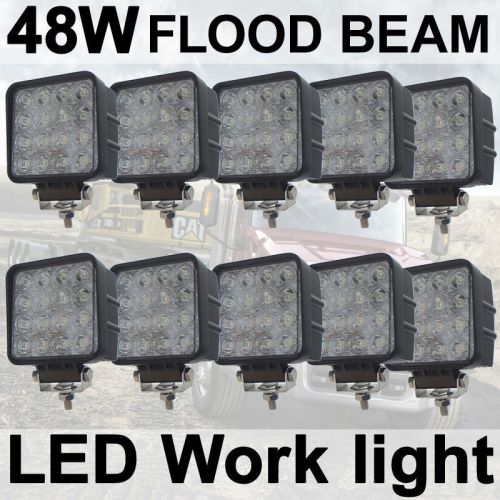 10x 48w 4 inch led work light flood pods off road jeep suv ute atv 4wd boat 4x4