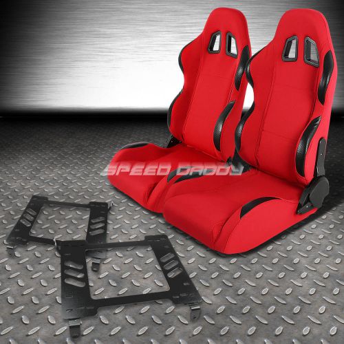 Pair type-4 reclining red pvc racing seat+bracket for 94-05 dodge neon sx