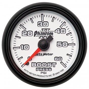 Autometer gauge, boost, 0-60psi, mechanical, 2 1/16&#034; phantom ii - 7505