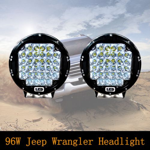 2pcs black round 9inch 96w cree led driving spot work light 4wd offroad suv ute