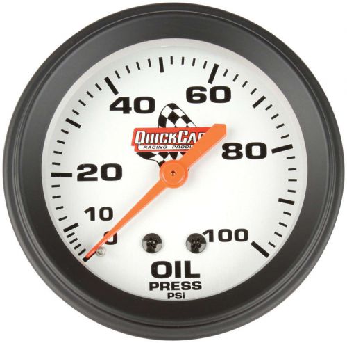 Quickcar racing products 0-100 psi white face oil pressure gauge p/n 611-6003
