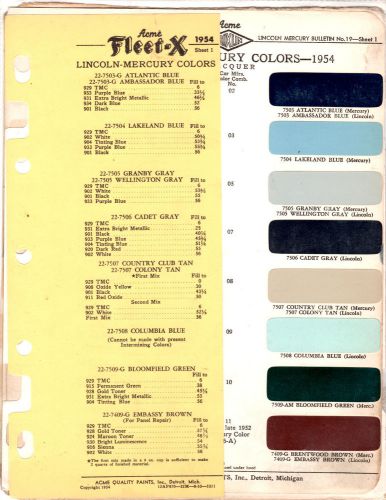 1954 lincoln cosmopolitan capri 54 paint chips acme 2