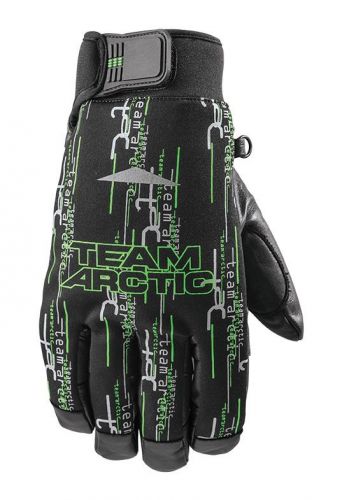 Arctic cat adult champion windproof glove - black / green 5262-04*