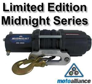 Limited edition viper midnight series 3500lb atv/utv winch w/ 50 ft black rope