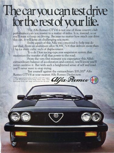 1984 alfa romeo gtv-6 color sales ad