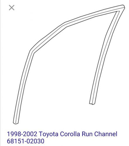 1998-2002 toyota corolla oem used left front driver door glass run 68151-02030