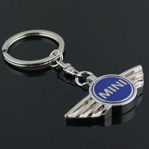 Key chain metal keychain key ring oval frame blue for mini cooper