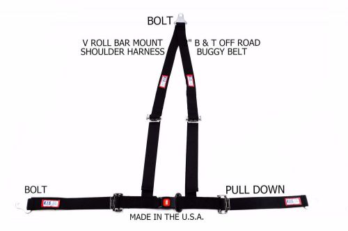 Rjs  2&#034; buggy off road seat belt 3 point b&amp;t v harness bolt in black sand rail
