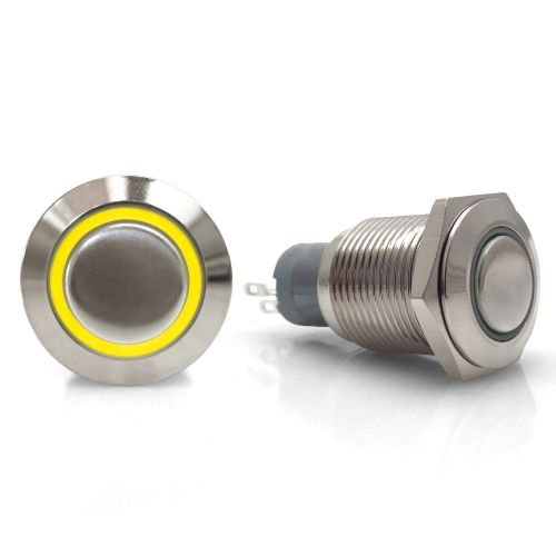 16mm momentary billet button with led yellow ring component accessory 2 din