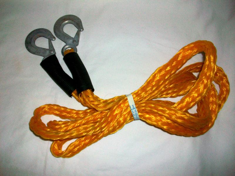 ** braided nylon tow strap 11' rope for boat & other towing w/ metal hooks **