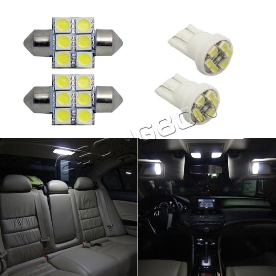 6 white led package deal combo for map dome license plate lights t10 194 +de3175