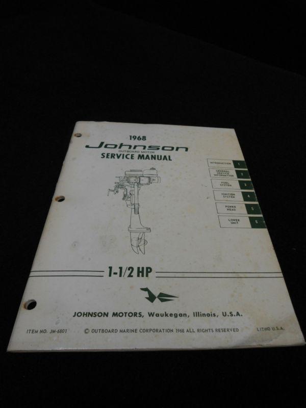 1968 service manual #jm6801 johnson 1.5hp outboard boat motor engine book