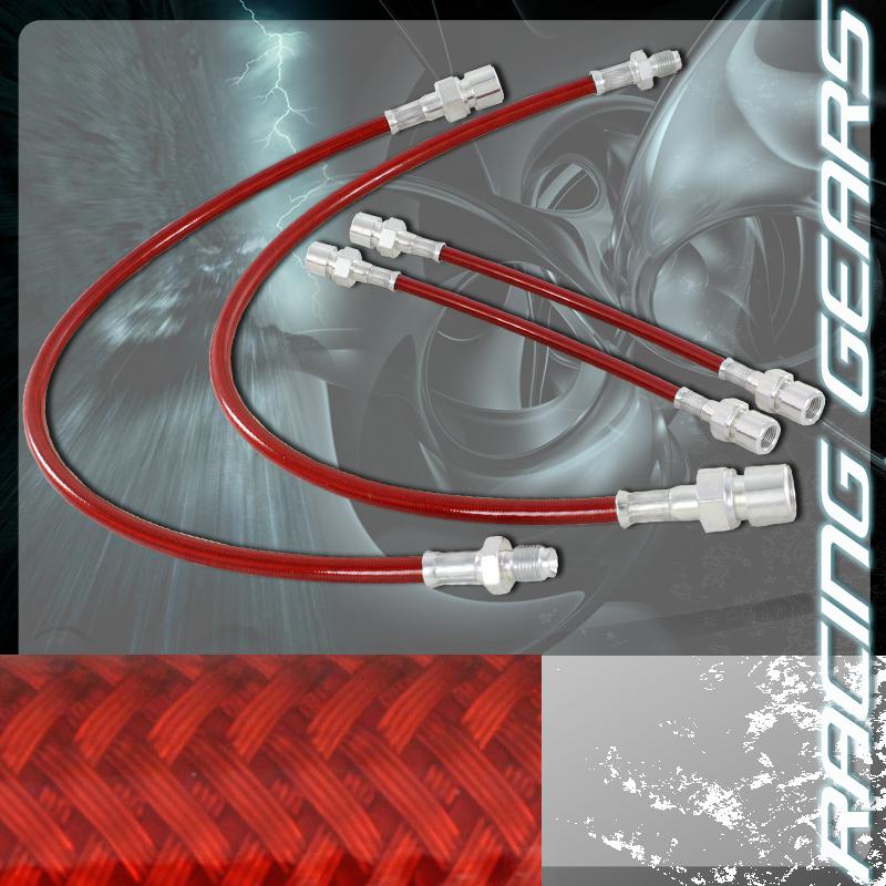 82-89 porsche 944 s2 na / turbo red front rear stainless steel hose brake line