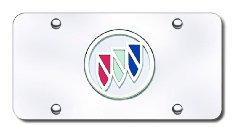 Gm buick logo chrome on chrome license plate made in usa genuine